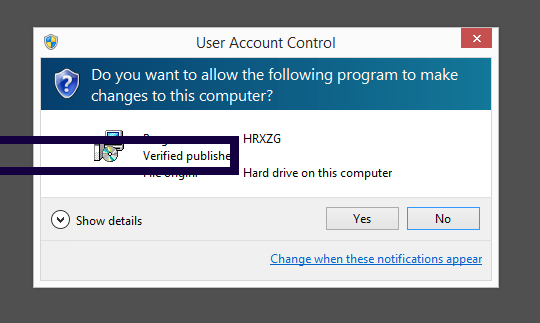 Screenshot where CRU Acquisition Group, LLC appears as the verified publisher in the UAC dialog